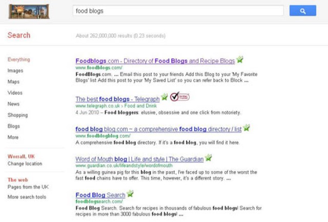 Поиск 1: Пищевые Блоги