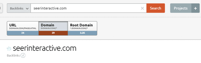 Найти все обратные ссылки на домен (кроме всех поддоменов)