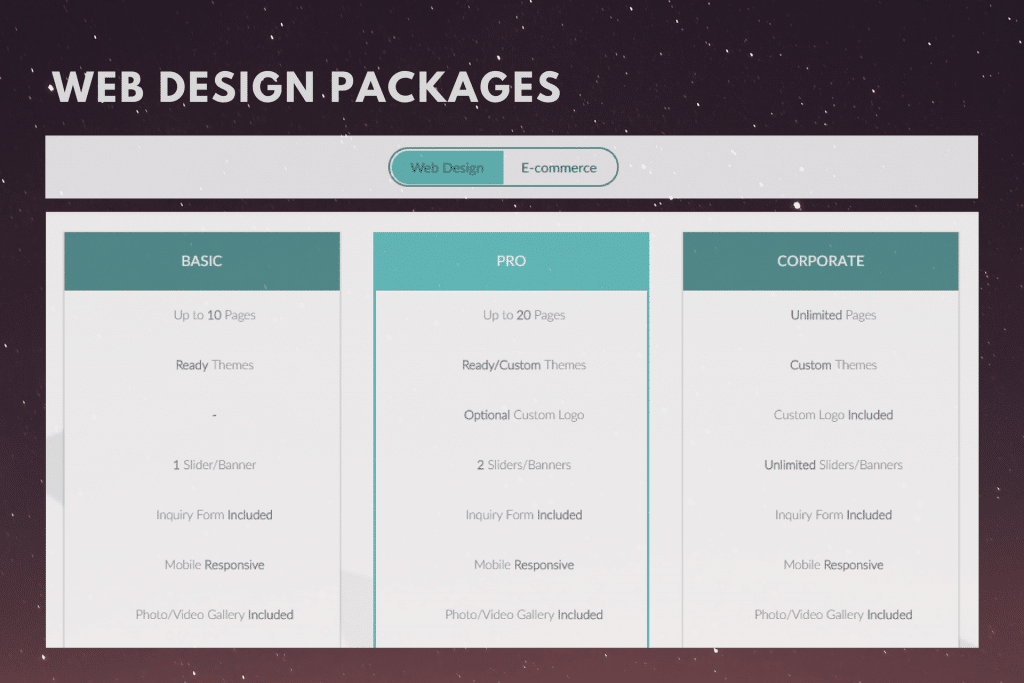 Какие пакеты доступны для веб-дизайна